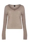 Pinko Salomone Wool Sweater With Micro Sequins In Neutral