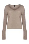 Pinko Salomone Wool Sweater With Micro Sequins In Neutral