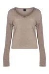 Pinko Salomone Wool Sweater With Micro Sequins In Neutral