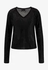 Pinko Salomone Wool Sweater With Micro Sequins In Black