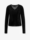 Pinko Salomone Wool Sweater With Micro Sequins In Black