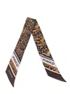 Pinko Thin Leopard Twill Scarf In Brown