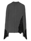 Pinko Samoa Lace-insert Ribbed Sweater In Gray