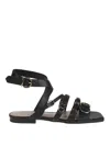 Pinko Ankle Strap Sandals With Branded Leather Insole In Black