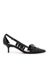 Pinko Black Mid-heel Pumps With Stylish Cutouts And Buckle Detail
