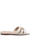 Pinko Leather Sandals With Durable Outsole In Beige