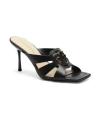 Pinko Nappa Leather Sandals With Heel And Bird Detail In Black