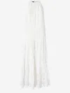Pinko Midi Dress In Broderie Anglaise And Macramé