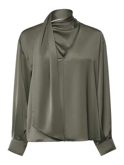 Pinko Sangiovese Satin Blouse In Green