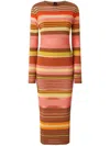 Pinko Robe Longue En Maille À Rayures Colorées