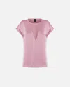 Shop Pinko Satin And Georgette T-shirt Blouse In Rosa - Polignac