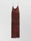 Pinko Satin And Lace Long Dress With Sequin Embellishments