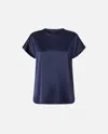 Pinko Satin Blouse With Cap Sleeves In Abyss Blue