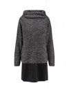 Pinko Bimaterial Dress With Wool Blend Sweater