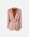 Pinko Satin Formal Blazer With Belt In Rosy Cloud