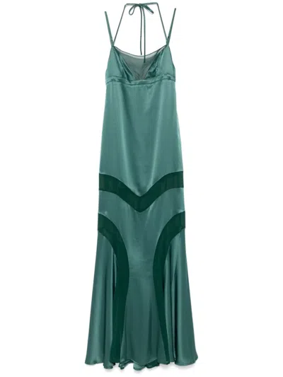 Pinko Satin Gown In Green