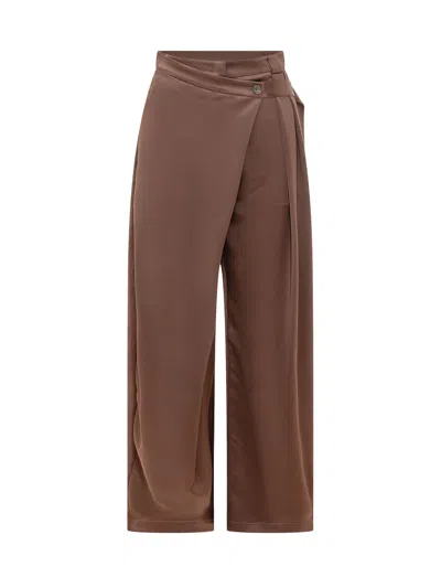Pinko Satin Pesce Pants In Brown