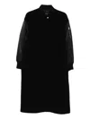 Pinko Long Coat In Wool-blend Cloth And Technical Satin In Black