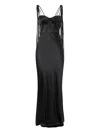 Pinko Satin Slip Dress In Black