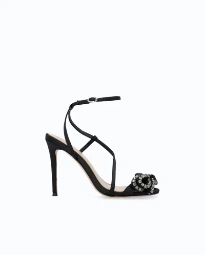 Pinko - Satin Stiletto Sandal With Strass Bow - 35 In Black