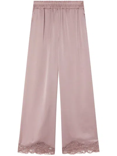 Pinko Satin Straight-leg Trousers In Rosa Zefiro