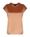 Shop Pinko Satin Stretch-silk Top In Nude