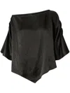 Pinko Crinkled Satin Blouse In Green