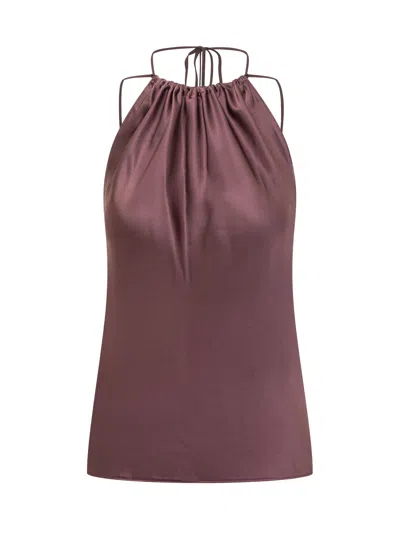 Pinko Satin Top - Carota Mini Style In Burgundy