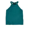 Pinko Satin Top With Georgette Bow In Green