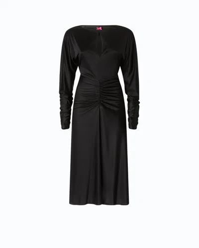 Pinko Ruched Long-sleeve Dress In Black