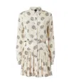 Pinko Mini Shirt Dress In Twill With Swirl Print In White