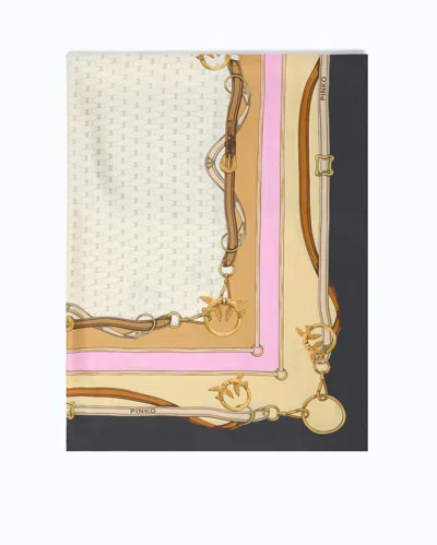 Pinko Love Birds Monogram-print Scarf In Multi