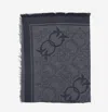 Pinko Viscose Blend Scarf With Love Birds Motif In Gray