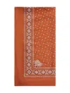 Pinko Intricate Patterned Orange And White Viscose Scarf In Marrone E Bianco