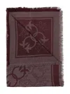 Pinko Viscose Blend Scarf With Love Birds Motif In Red