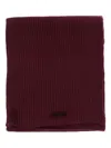 Pinko Ribbed Logo-patch Scarf In Burgundy