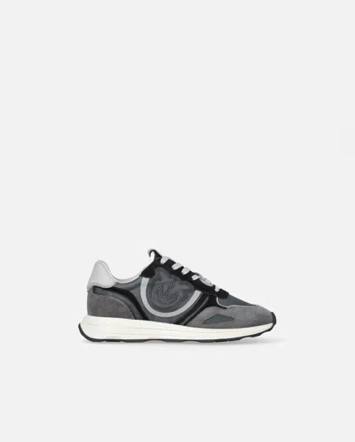 Pinko Scarpe Da Ginnastica In Suede Con Logo In Nero Limousine