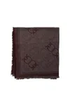 Pinko Viscose Blend Scarf With Love Birds Motif In Brown