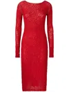 Pinko Slim-fitting Lace Dress With Open Back