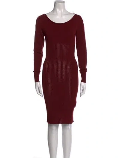 Pre-owned Pinko Scoop Neck Knee-length Dress In Burgundy