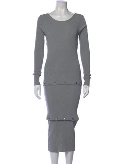 Pre-owned Pinko Scoop Neck Midi Length Dress In Gray