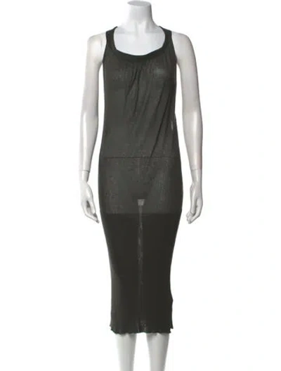 Pre-owned Pinko Scoop Neck Midi Length Dress In Green