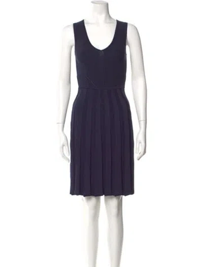 Pre-owned Pinko Scoop Neck Mini Dress In Blue