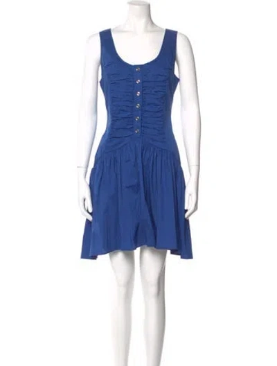 Pre-owned Pinko Scoop Neck Mini Dress In Blue