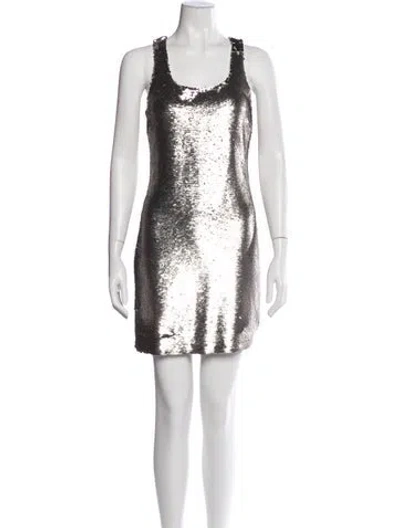 Pre-owned Pinko Scoop Neck Mini Dress In Gray