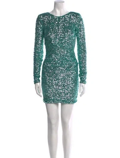 Pre-owned Pinko Scoop Neck Mini Dress In Green