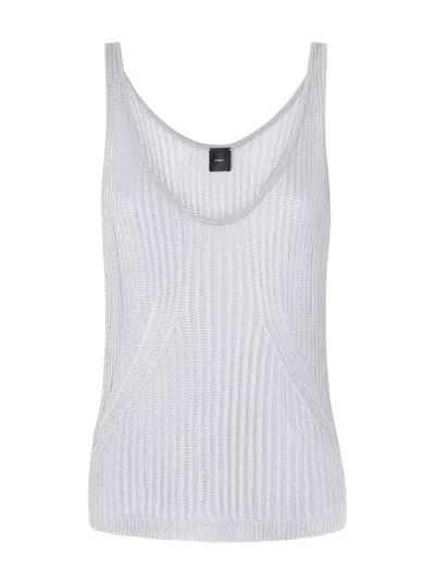 PINKO PINKO SCOOP NECK SLEEVELESS GREY TOP