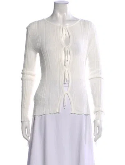 Pre-owned Pinko Scoop Neck Sweater In White