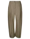 Pinko High-waisted Wide-leg Trousers With Front Pleats In Beige