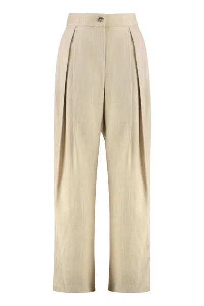 Pinko Scusami Wide Leg Trousers In Beige